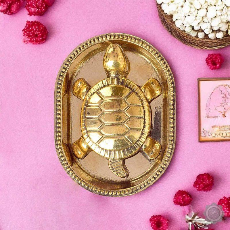 Feng Shui Brass Turtle Plate Decorative