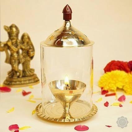 Glass And Brass Akhand Diya