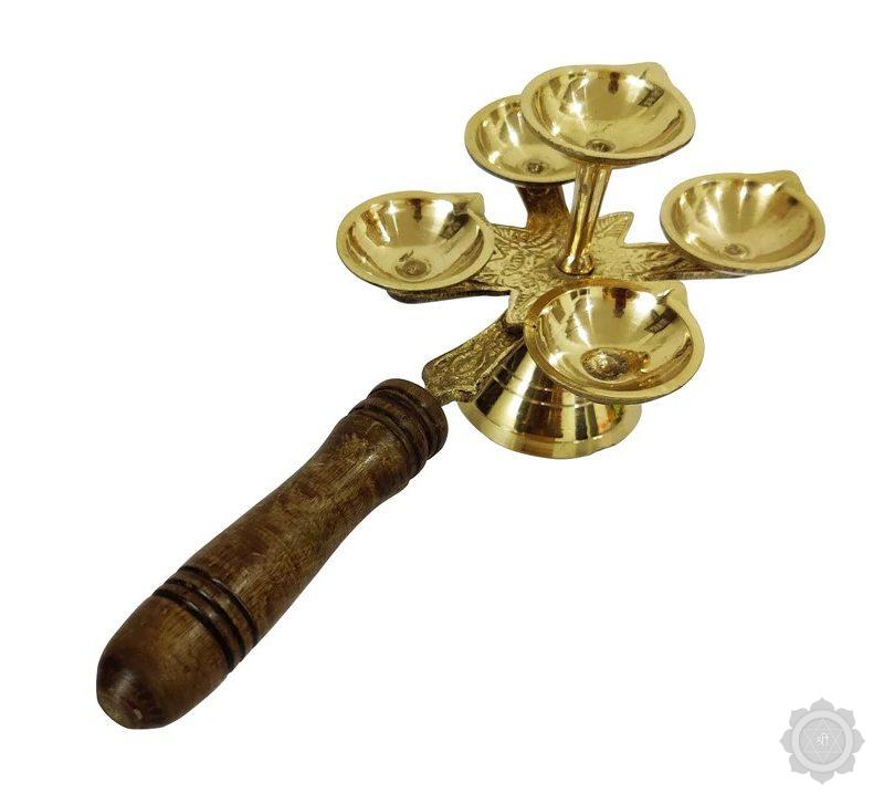 Wood Handal - Panchmukhi Diya
