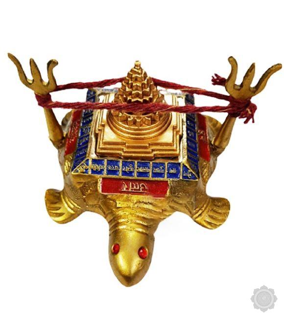 Feng Shui Turtle with Trishul On  Meru Shri Yantra