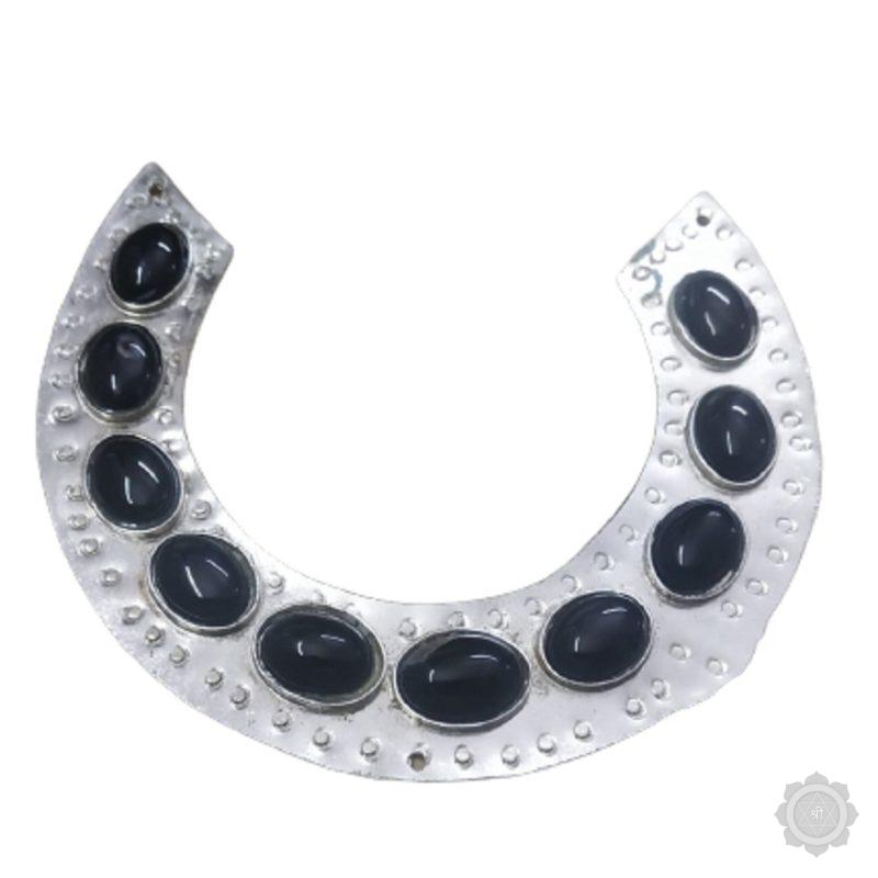 Horse Shoe Naal With Black AgateSulemani Hakik Stone