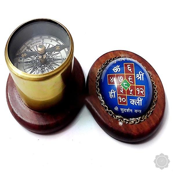 Numeroastro Brass Vastu Compass with Shri Vastu dosh nivaran Sudarshan Yantra