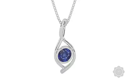 Sterling Silver Thailand Blue Sapphire Pendant Fine Quality (P1)
