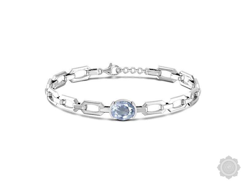 Blue Sapphire Sterling Silver Bracelet (B5)
