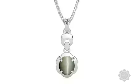 Sterling Silver Cat's Eye Pendant Fine Quality (P6)