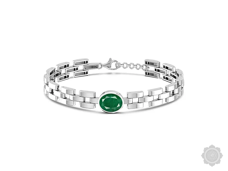 Emerald Sterling Silver Bracelet (B3)