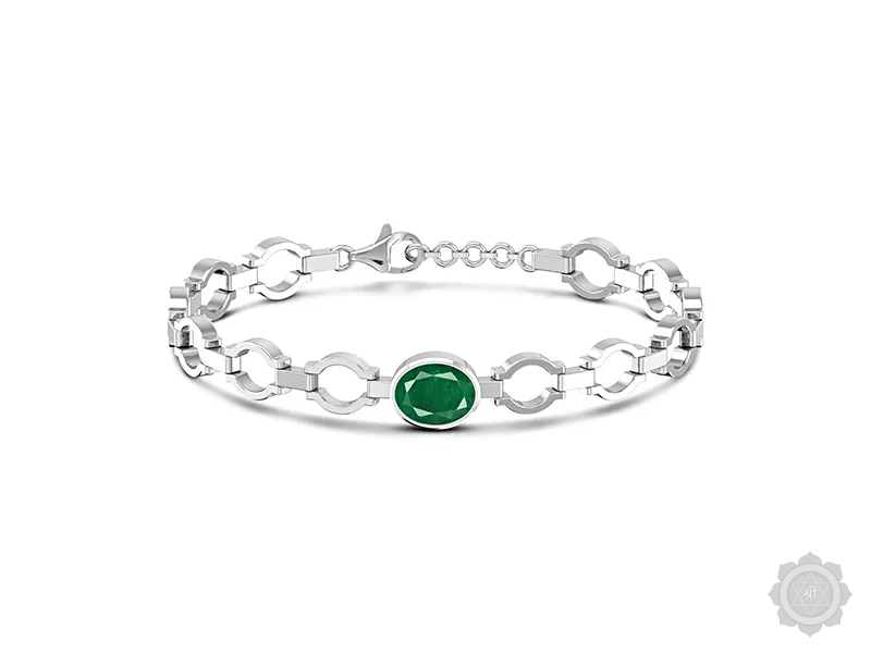 Emerald Sterling Silver Bracelet (B4)