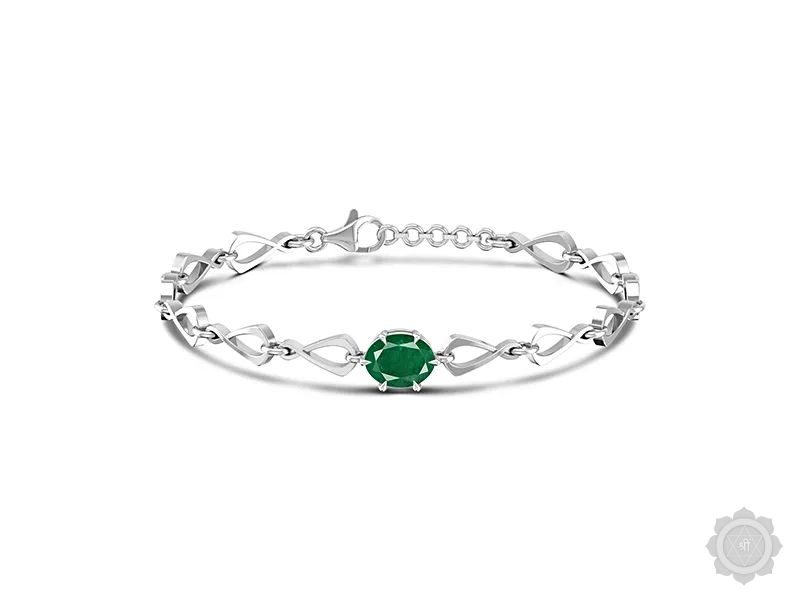 Emerald Sterling Silver Bracelet (B12)