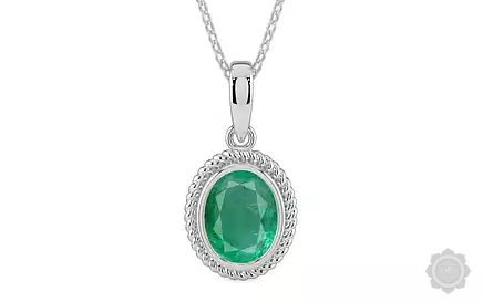 Sterling Silver Emerald Pendant Limited Quality (P7)