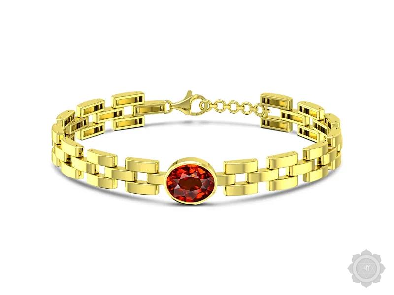 Hessonite (Gomed) Gold Bracelet (B3)
