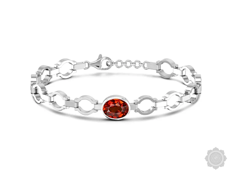 Hessonite (Gomed) Sterling Silver Bracelet (B4)