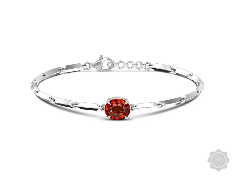Hessonite (Gomed) Sterling Silver Bracelet (B9)