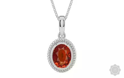 Sterling Silver Hessonite (Gomed) Garnet Pendant Limited Quality (P7)
