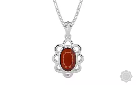 Sterling Silver Hessonite (Gomed) Garnet Pendant Prime Quality (P3)