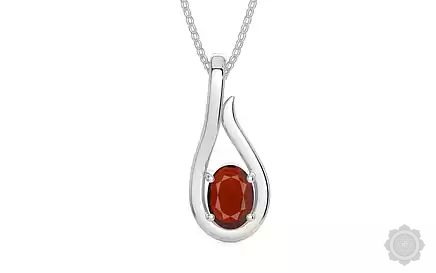 Sterling Silver Hessonite (Gomed) Garnet Pendant Prime Quality (P9)