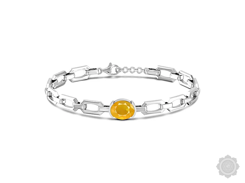 Yellow Sapphire Sterling Silver Bracelet (B5)