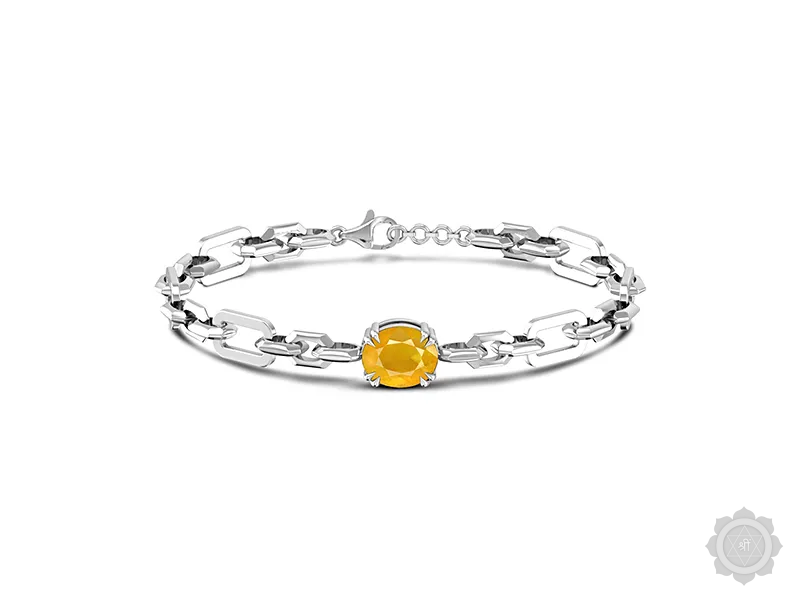 Yellow Sapphire Sterling Silver Bracelet (B6)