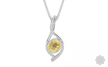 Sterling Silver Ceylon Yellow Sapphire Pendant Prime Quality (P1)