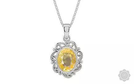 Sterling Silver Ceylon Yellow Sapphire Pendant Prime Quality (P5)