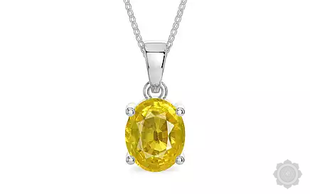 Sterling Silver Yellow Sapphire Pendant Limited Quality (P10)