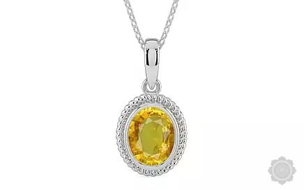 Sterling Silver Yellow Sapphire Pendant Rare Quality (P7)