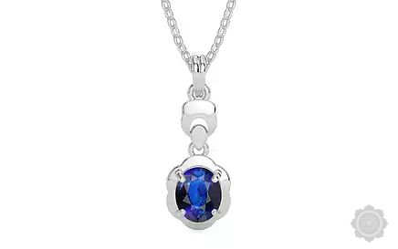 Sterling Silver Thailand Blue Sapphire Pendant Rare Quality (P6)