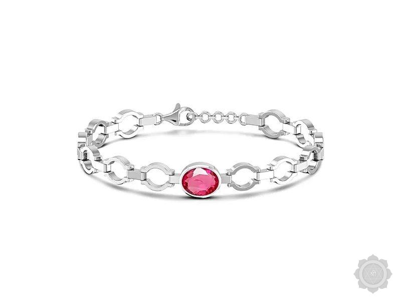 Ruby (India) Sterling Silver Bracelet (B4)