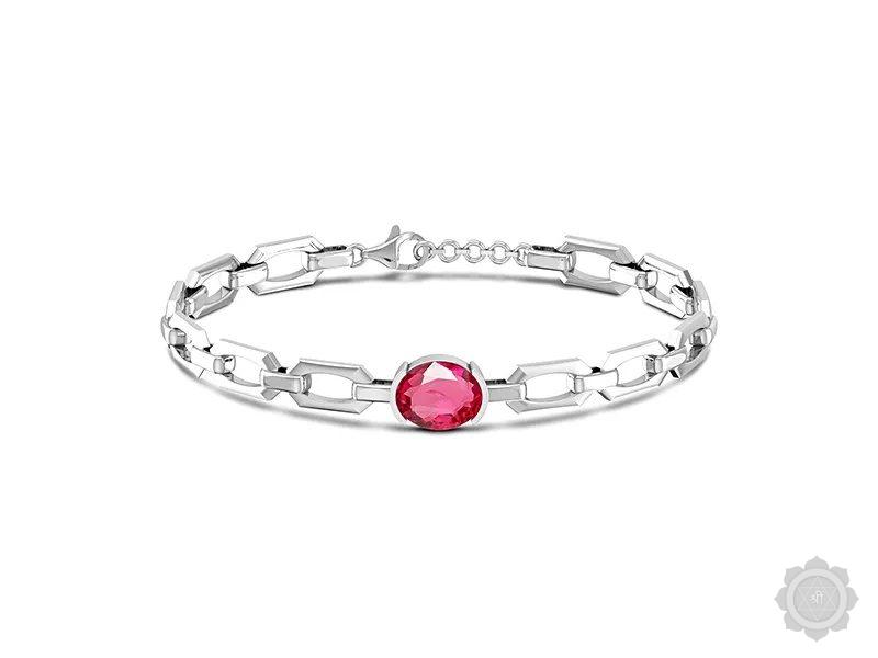 Ruby (India) Sterling Silver Bracelet (B5)