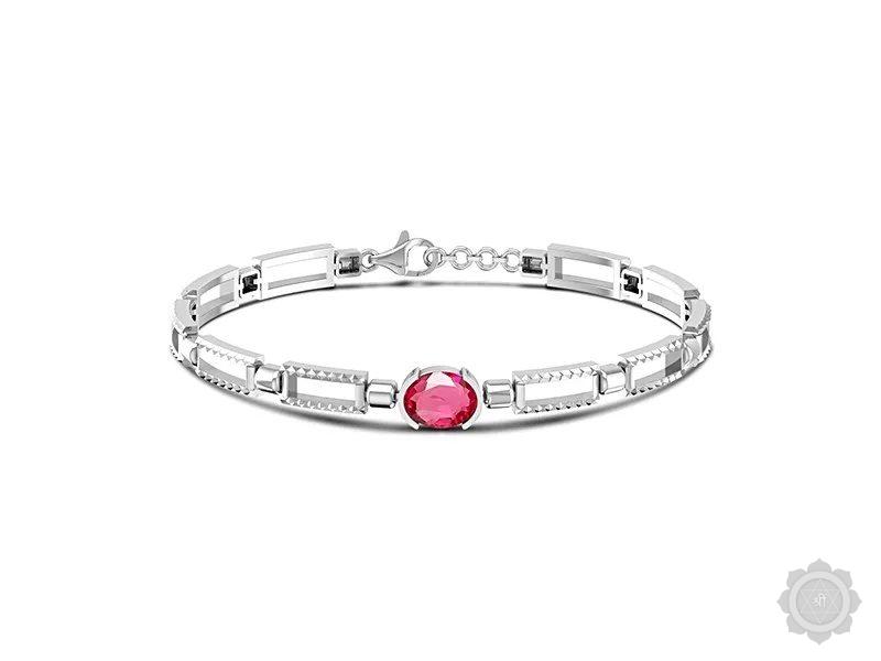 Ruby (India) Sterling Silver Bracelet (B7)