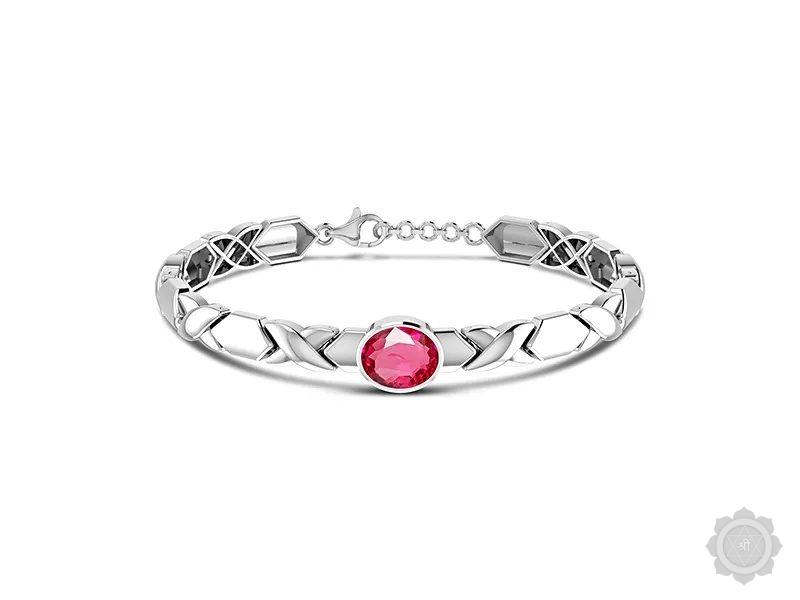 Ruby (India) Sterling Silver Bracelet (B13)