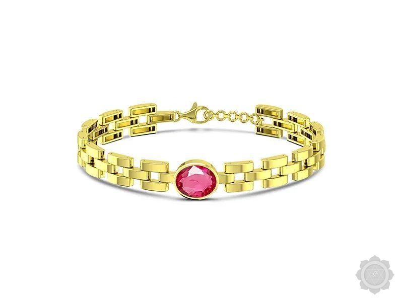 Ruby (India) Yellow Gold Bracelet (B3)
