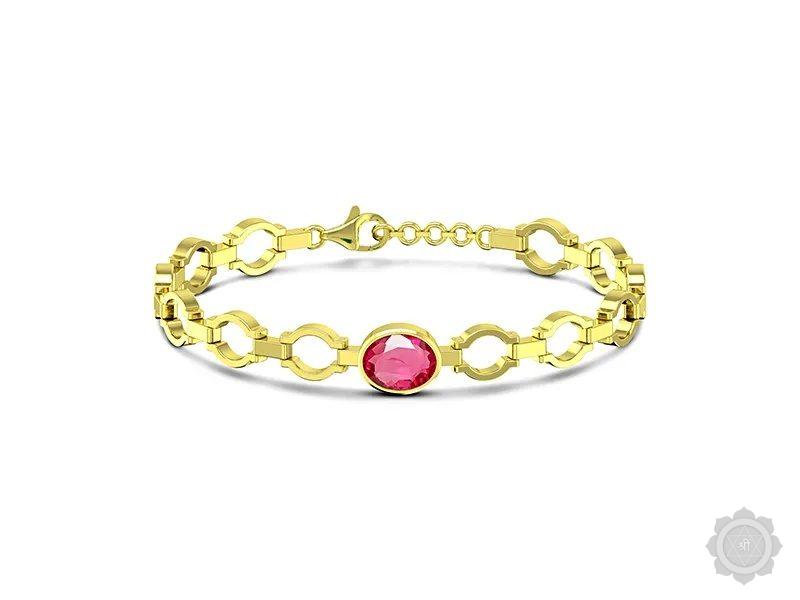 Ruby (India) Yellow Gold Bracelet (B4)