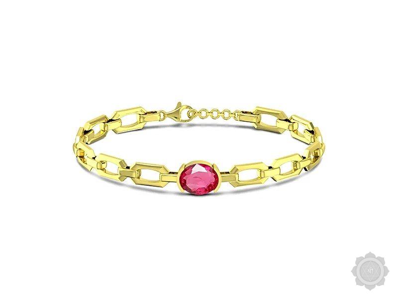 Ruby (India) Yellow Gold Bracelet (B5)