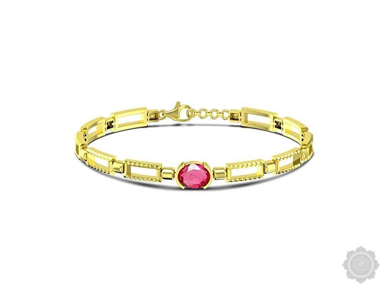 Ruby (India) Yellow Gold Bracelet (B7)