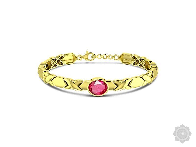 Ruby (India) Yellow Gold Bracelet (B13)