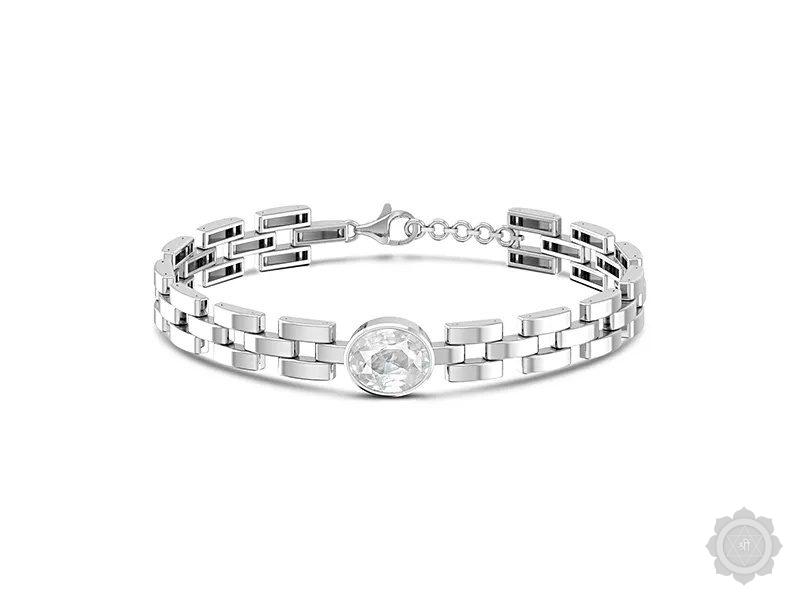 White Sapphire Sterling Silver Bracelet (B3)
