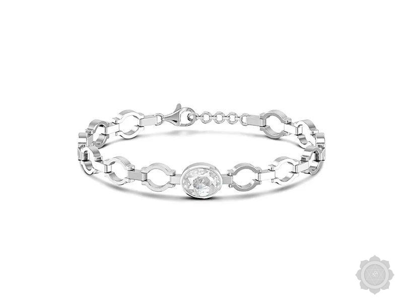 White Sapphire Sterling Silver Bracelet (B4)