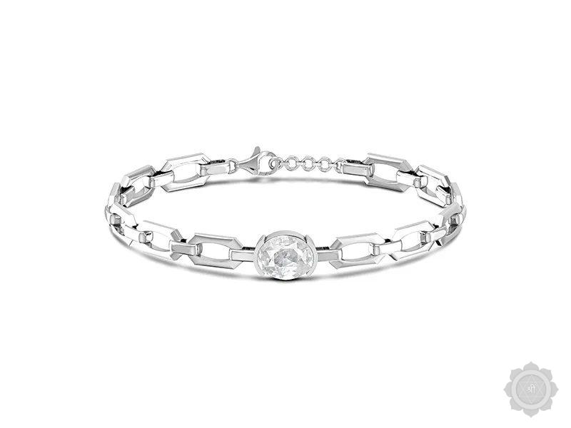 White Sapphire Sterling Silver Bracelet (B5)