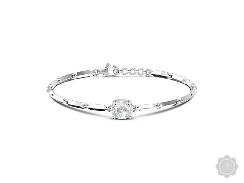 White Sapphire Sterling Silver Bracelet (B9)