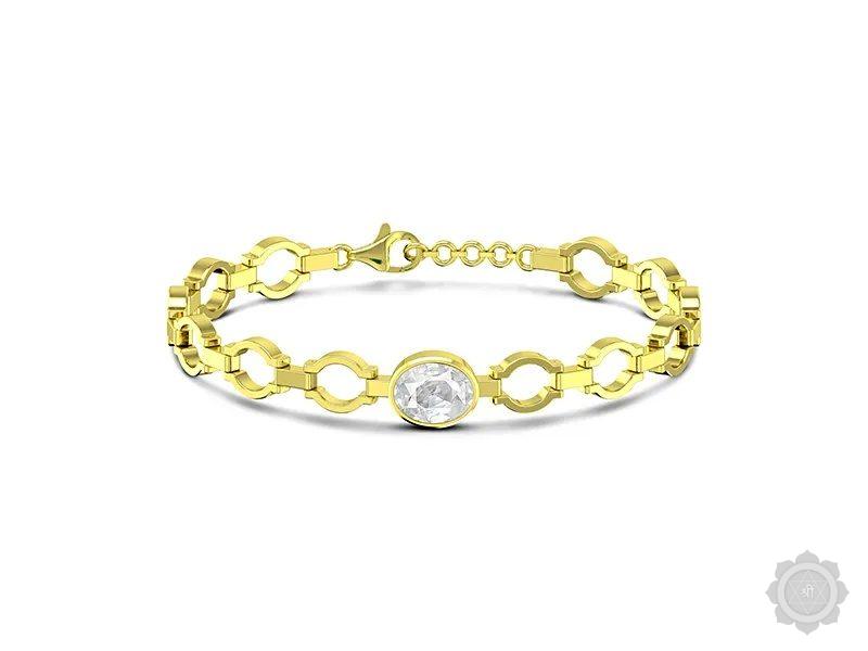 White Sapphire Yellow Gold Bracelet (B4)