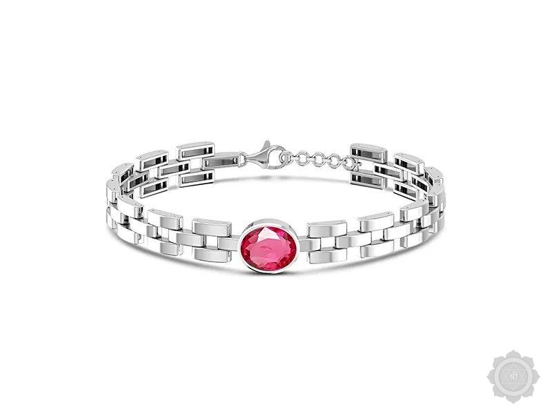 Ruby (India) Sterling Silver Bracelet (B3)