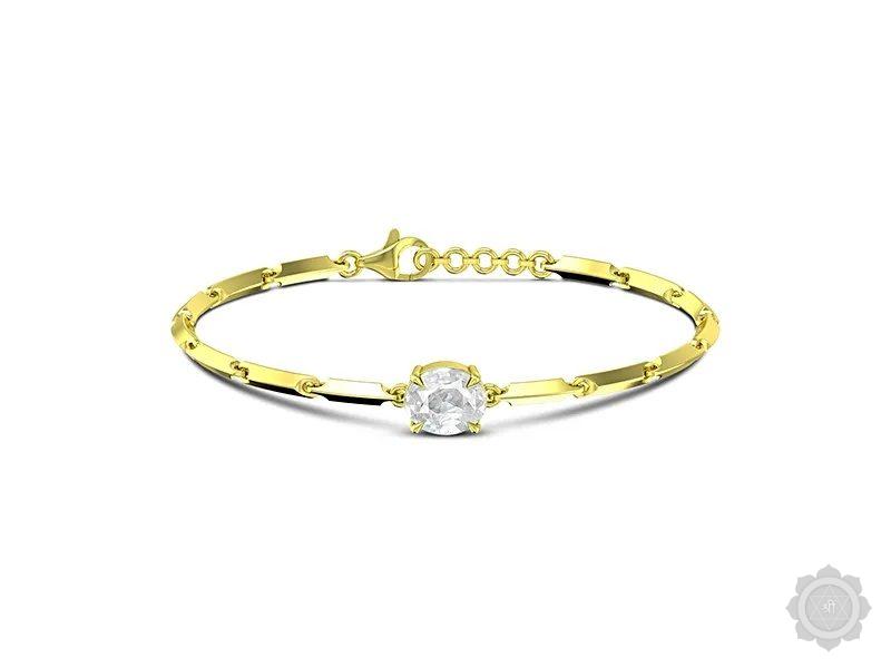White Sapphire Yellow Gold Bracelet (B9)
