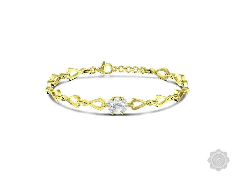 White Sapphire Yellow Gold Bracelet (B12)