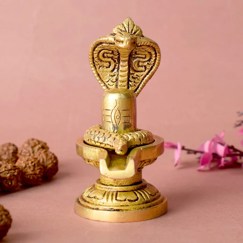 Brass Shivling With Nag