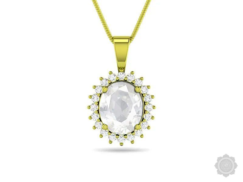 White Sapphire Panchdhatu Pendant (D4-Sparkle)