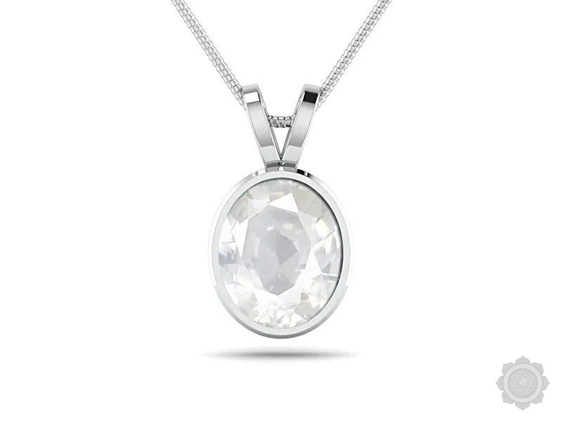 White Sapphire Sterling Silver Pendant (D1)