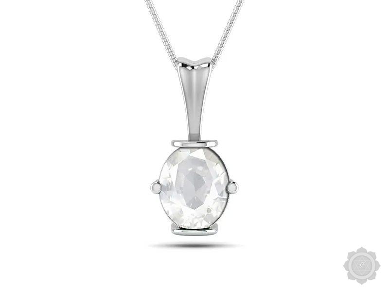 White Sapphire Sterling Silver Pendant (D3)