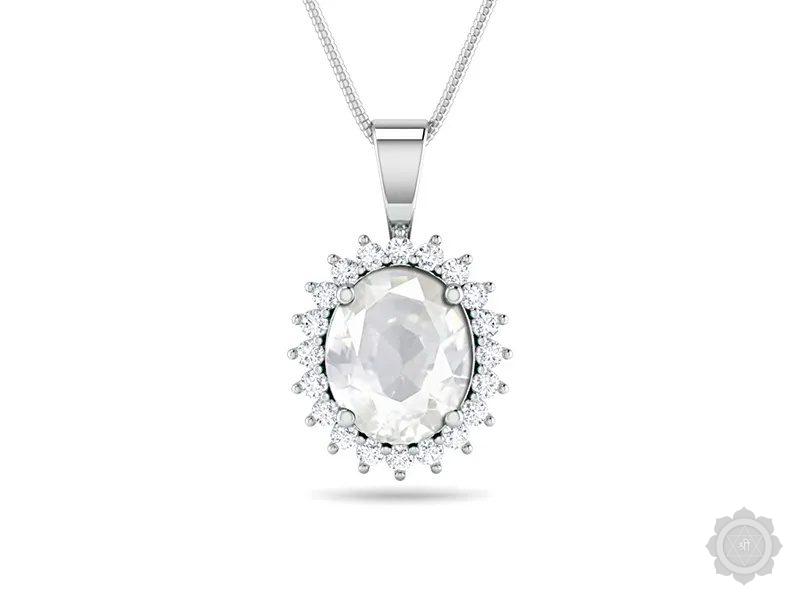White Sapphire Sterling Silver Pendant (D4-Sparkle)