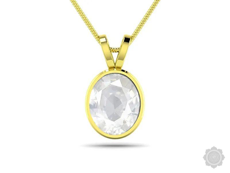 White Sapphire Yellow Gold Pendant (D1)