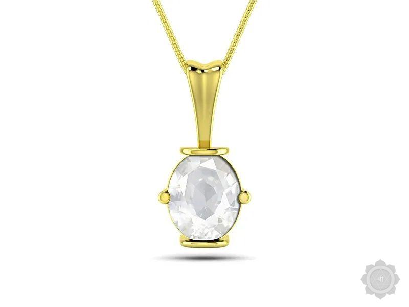 White Sapphire Yellow Gold Pendant (D3)